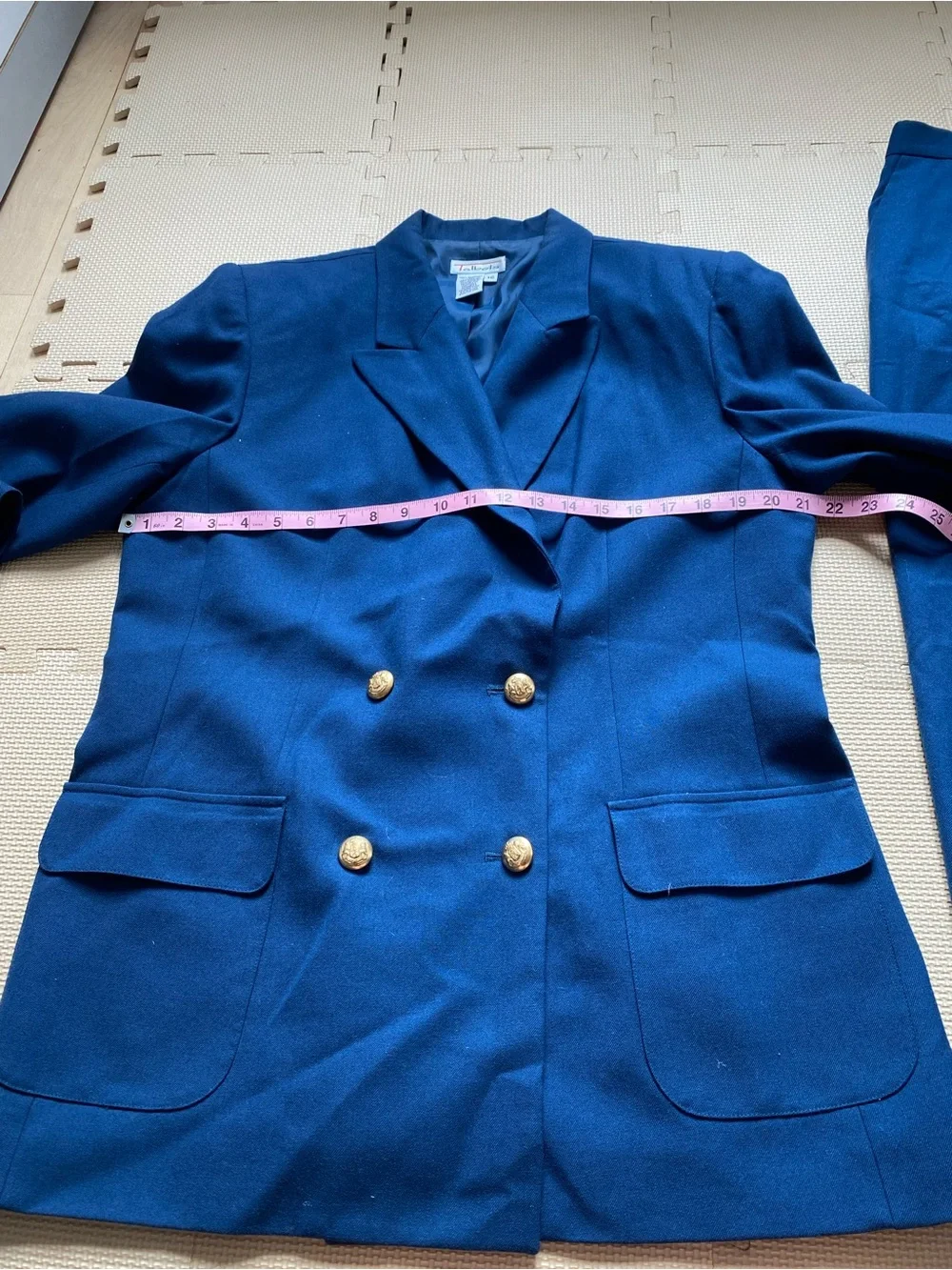Talbots Classic Double-Breasted Navy Blazer & Trousers Set Size 16